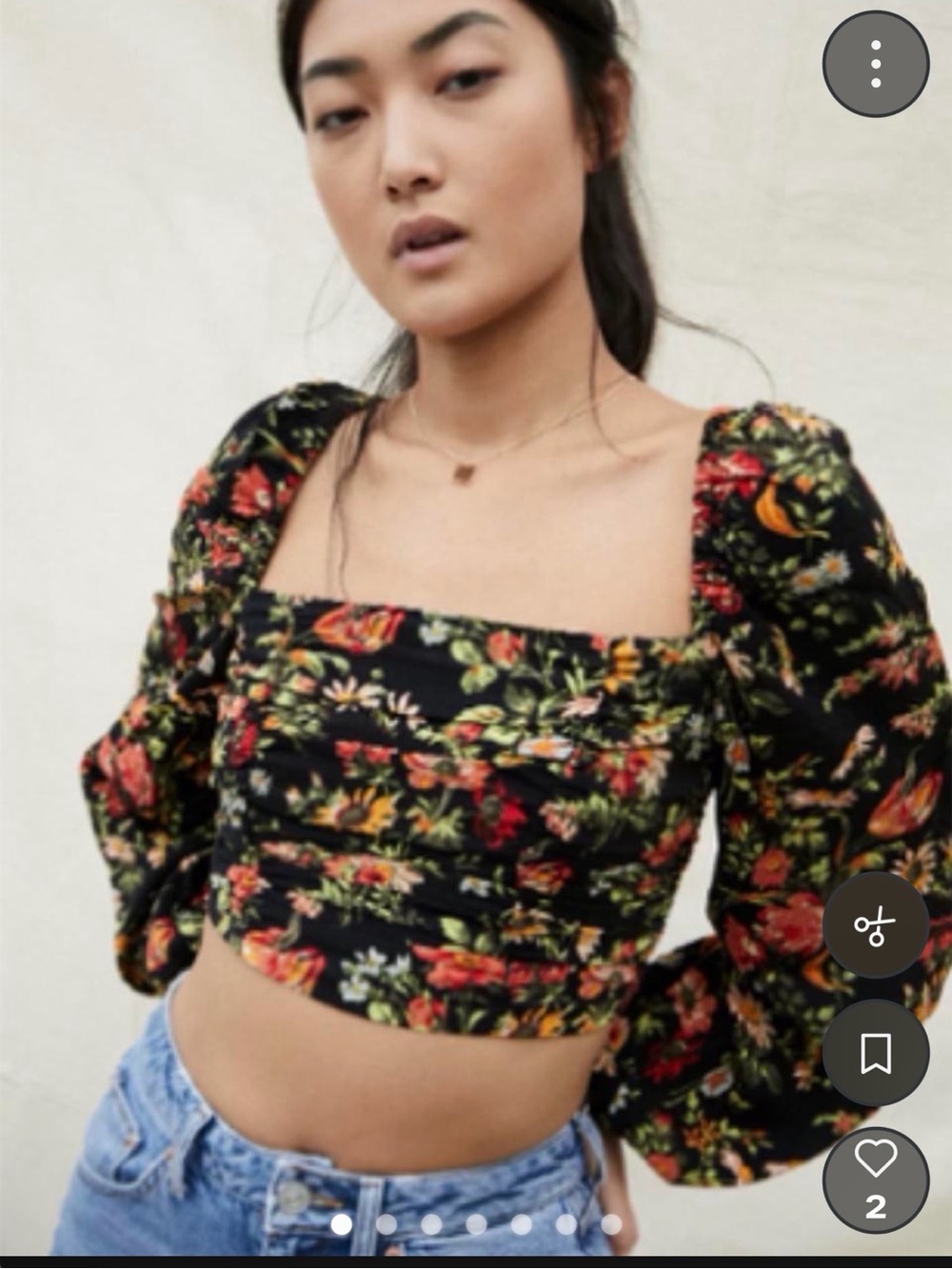 Urban Outfitters Bambi Floral Ruched Front Top, size small